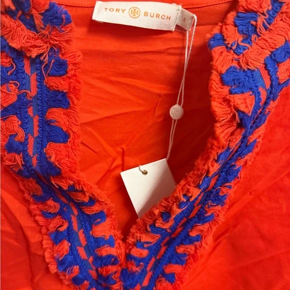 Tory Burch Red and Blue Embroidered Top - Picture 3 of 3